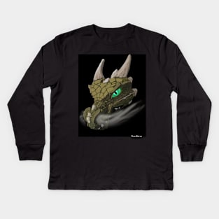 Green eyed dragon head Kids Long Sleeve T-Shirt